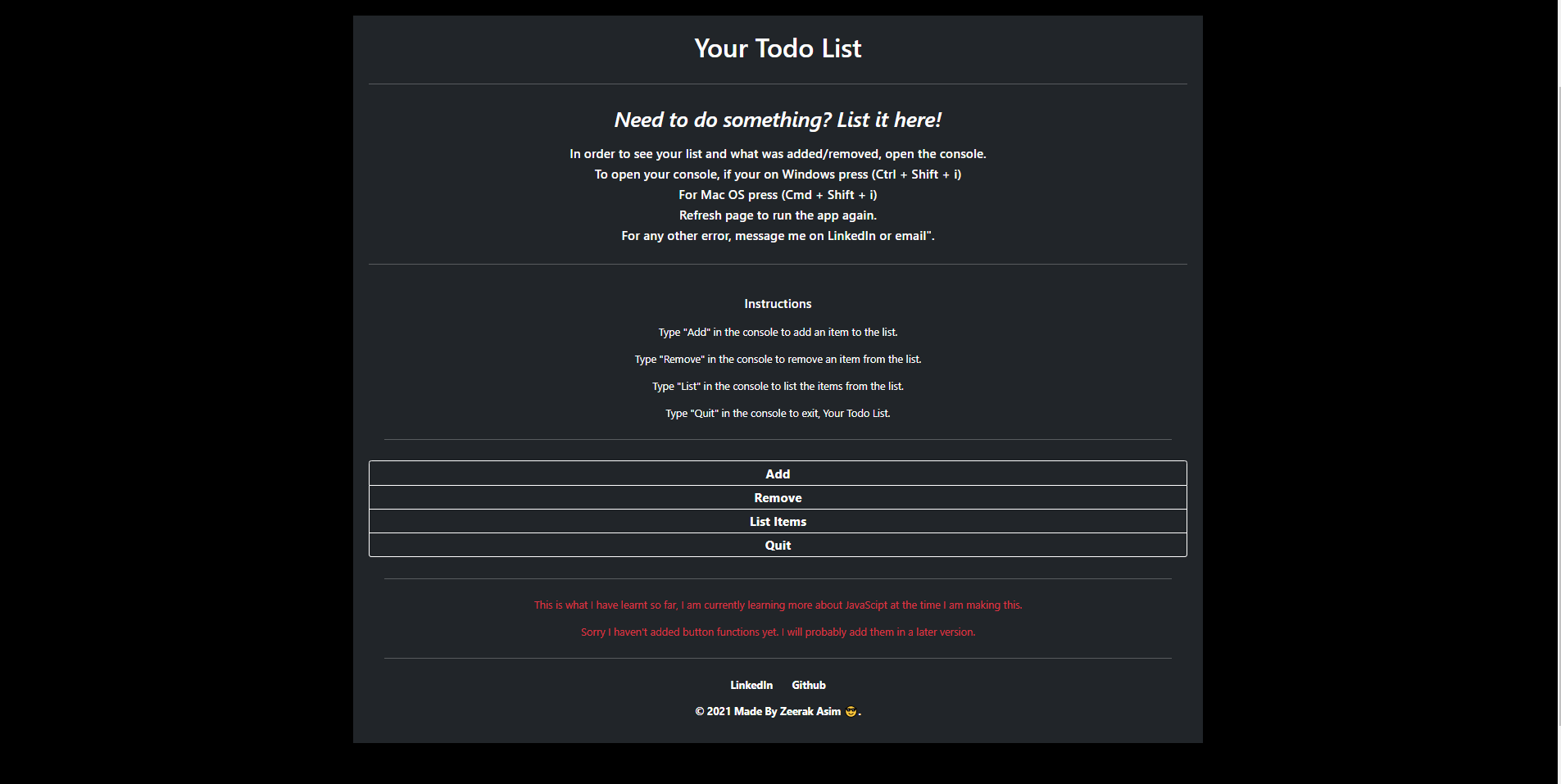 Picture of the Todo List App.